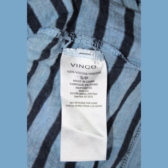 VINCE STRIPED VISCOSE LONG SLEEVE TOP SMALL NWOT - Picture 6 of 7